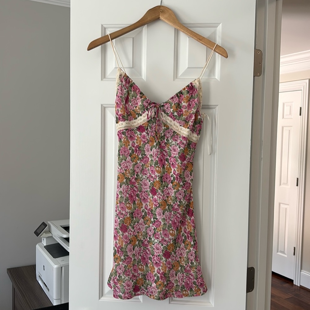 Floral Pink Spaghetti Strap Dress